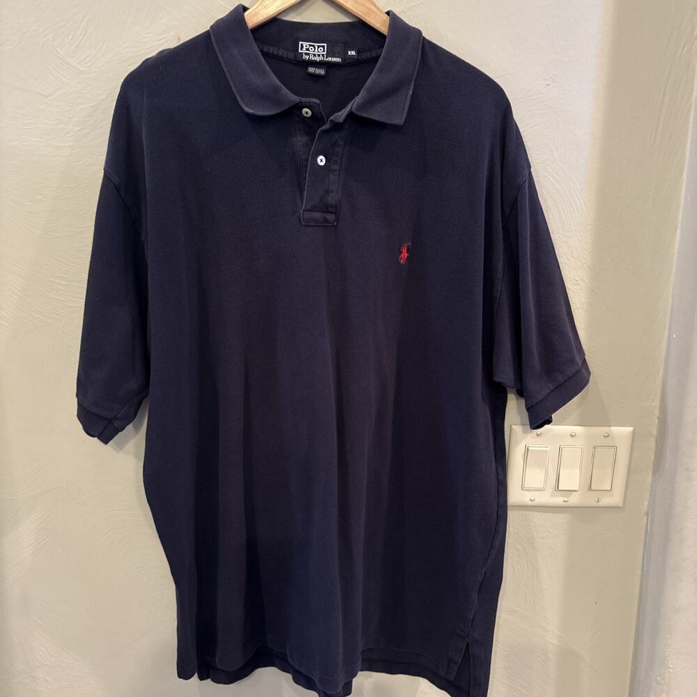 Polo Ralph Lauren Shirt Mens XXL Navy Blue Made In USA Red Pony Logo Cotton